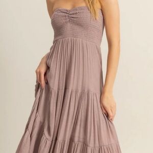 Size small SMOCKED MAXI DRESS - MAUVE